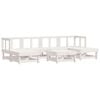 vidaXL Juego de muebles de jard&iacute;n 7 pzas madera maciza de pino blanco