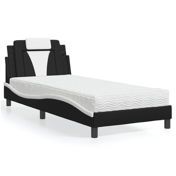 vidaXL Cama Viana con colch&oacute;n cuero sint&eacute;tico negro y blanco 80x200 cm