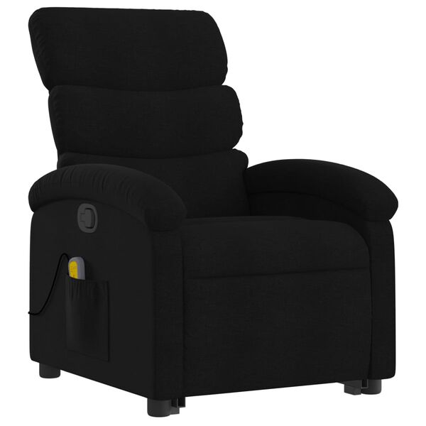 vidaXL Sillón reclinable de masaje elevable tela negro
