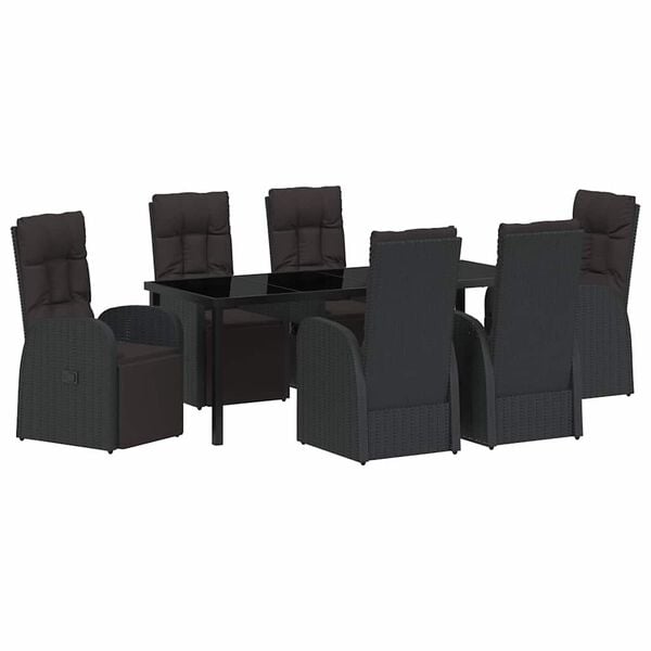vidaXL Conjunto de Comedor de Jard&iacute;n 7 pcs Negro rat&aacute;n sint&eacute;tico