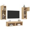 vidaXL Muebles TV pared con LED 6 pzas madera ingenier&iacute;a roble Sonoma
