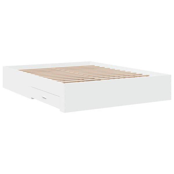 vidaXL Estructura cama con cajones madera ingeniería blanca 160x200 cm