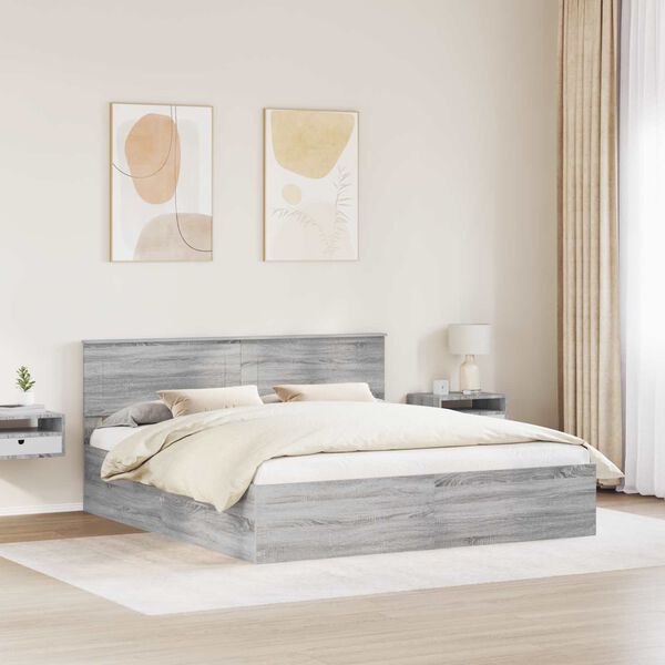 vidaXL Estructura de cama con cabecera Gris Sonoma 200 x 200 cm