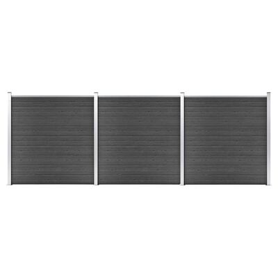 vidaXL Juego de paneles de valla WPC negro 526x186 cm