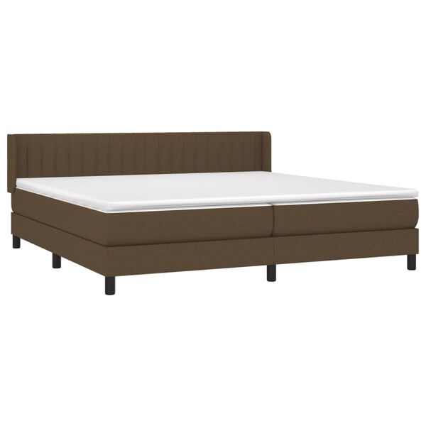vidaXL Cama box spring con colch&oacute;n tela marr&oacute;n oscuro 200x200 cm