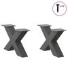 vidaXL Patas para mesa de centro en forma de X (2 unidades), antracita, 60 x (30-31) cm, acero