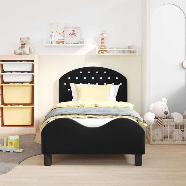 vidaXL Cama para niños con cabecero Negro 80 x 160 cm Terciopelo