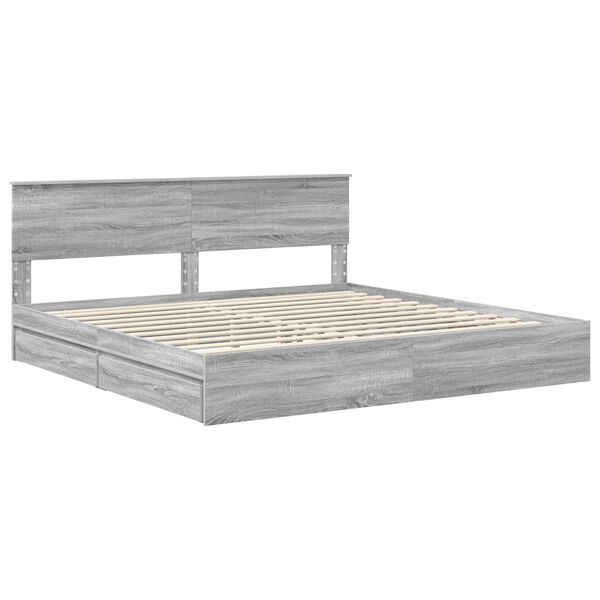 vidaXL Cama con almacenamiento con cabecera Gris Sonoma 200 x 200 cm