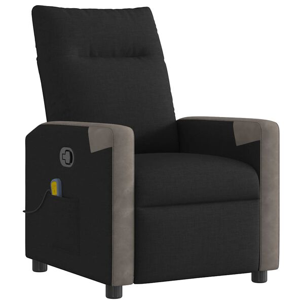 vidaXL Sill&oacute;n reclinable de masaje de tela negro