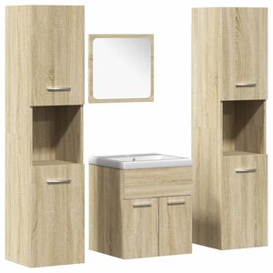 vidaXL Juego de muebles de ba&ntilde;o 5 pzas madera ingenier&iacute;a roble Sonoma