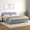 vidaXL Cama box spring colch&oacute;n y LED terciopelo gris claro 160x200 cm