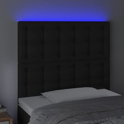 vidaXL Cabecero con luces LED cuero sintético negro 80x5x118/128 cm