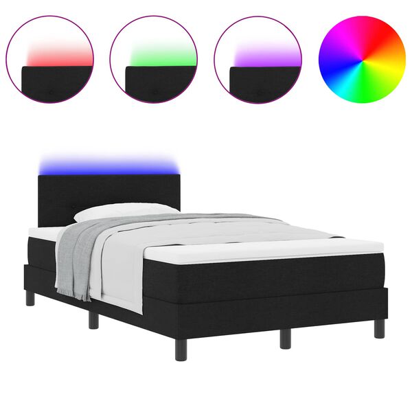 vidaXL Cama tipo Box Spring con colch&oacute;n Negro 120 x 200 cm tela