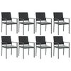 vidaXL Juego comedor jard&iacute;n 9 piezas y cojines rat&aacute;n sint&eacute;tico y acero