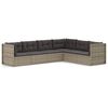 vidaXL Set de muebles de jard&iacute;n 6 pzas y cojines rat&aacute;n sint&eacute;tico gris