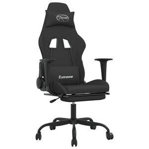 vidaXL Silla gaming con reposapi&eacute;s tela negro