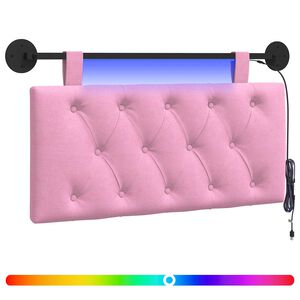 vidaXL Cabecero colgante Con luz LED Rosa Tela