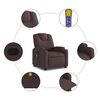 vidaXL Sill&oacute;n de masaje reclinable de tela marr&oacute;n oscuro
