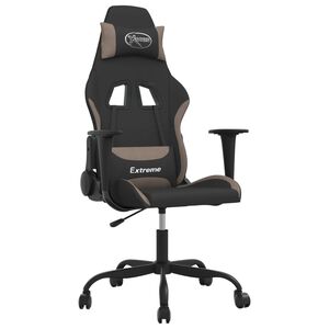vidaXL Silla gaming tela negro y gris taupe