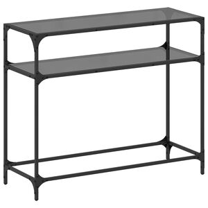 vidaXL Mesa consola con superficie de vidrio negro acero 98x35x81 cm