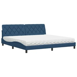 vidaXL Cama con colch&oacute;n tela azul 200x200 cm