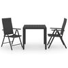 vidaXL Juego de comedor de jard&iacute;n 3 piezas negro