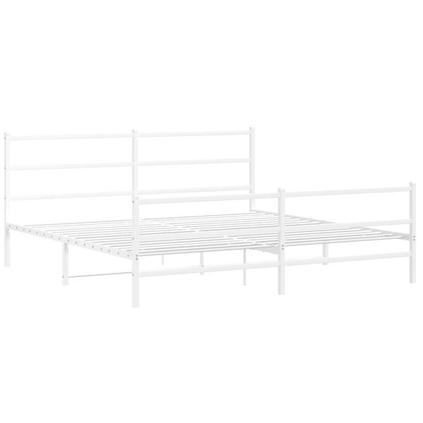 vidaXL Estructura cama sin colch&oacute;n con estribo metal blanco 193x203 cm