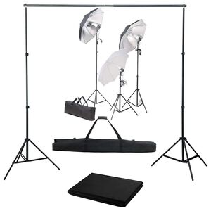 vidaXL Kit de estudio fotogr&aacute;fico con set de luces y fondo