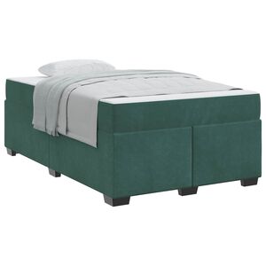 vidaXL Estructura de cama con colch&oacute;n Verde oscuro 120 x 200 cm tela