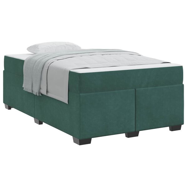 vidaXL Estructura de cama con colch&oacute;n Verde oscuro 120 x 200 cm tela