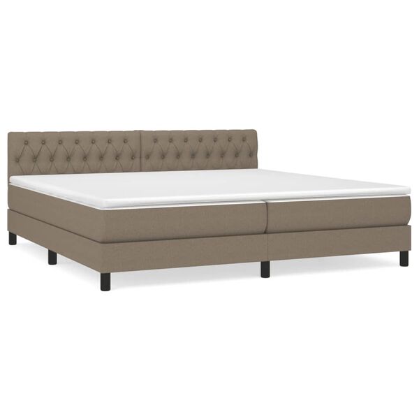 vidaXL Cama box spring con colch&oacute;n tela gris taupe 200x200 cm