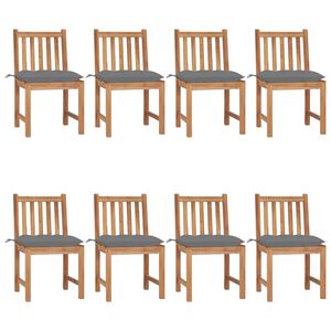 vidaXL Sillas de jard&iacute;n 8 unidades madera maciza de teca con cojines