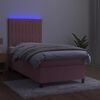 vidaXL Cama box spring colch&oacute;n y LED terciopelo rosa 80x200 cm