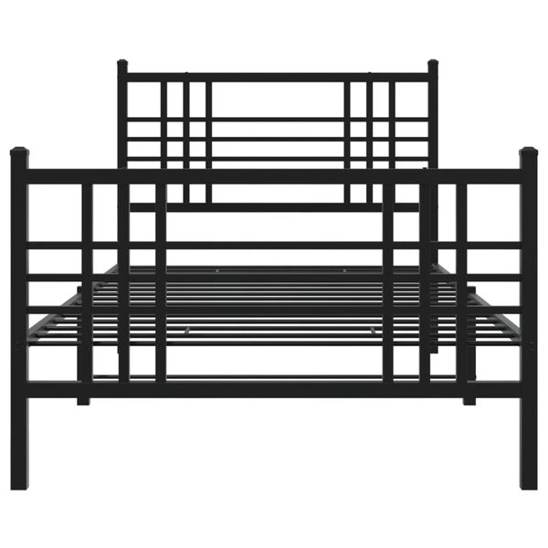 vidaXL Estructura cama sin colch&oacute;n con estribo metal negro 90x190 cm