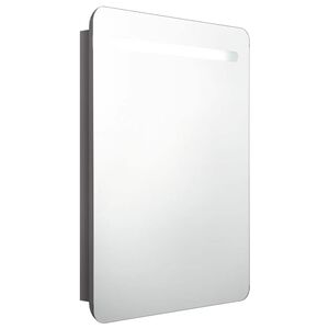 vidaXL Armario de ba&ntilde;o con espejo LED gris brillante 60x11x80 cm