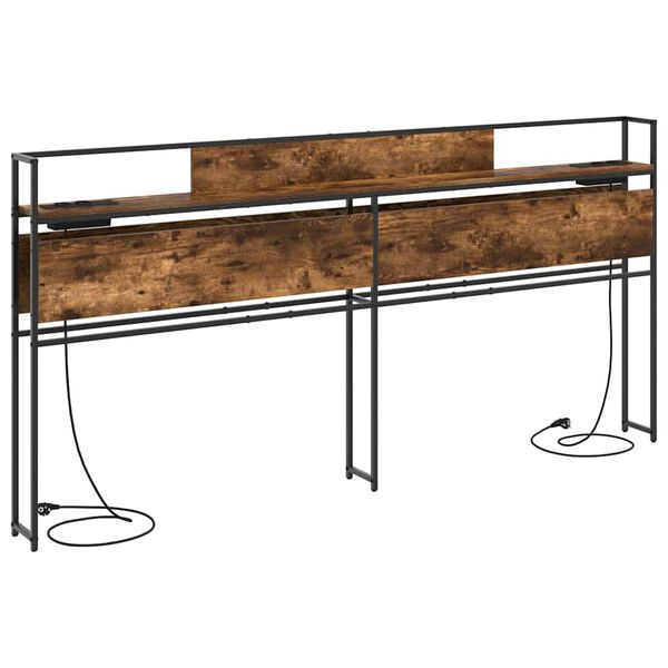 vidaXL Cabecera de almacenamiento con estante Roble ahumado 180 cm