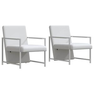vidaXL Sillones 2 unidades estructura cromada cuero sint&eacute;tico blanco