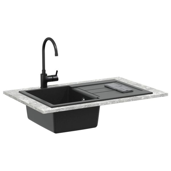vidaXL Lavabo Negro 780 x 500 mm 80% Cuarzo y 20% Resina