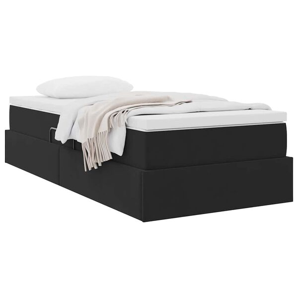 vidaXL Cama con almacenamiento y colch&oacute;n Negro 100 x 200 cm Terciopelo