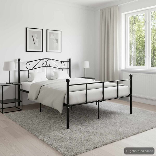 vidaXL Estructura de cama sin colch&oacute;n metal negro 160x200 cm