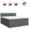vidaXL Cama box spring con colch&oacute;n tela gris oscuro 180x200 cm