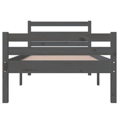 vidaXL Estructura de cama madera maciza gris 100x200 cm