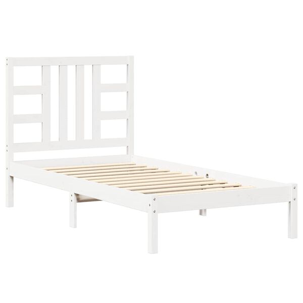 vidaXL Estructura de cama individual madera maciza blanco 90x190 cm