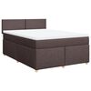 vidaXL Cama box spring con colch&oacute;n tela marr&oacute;n oscuro 140x200 cm