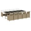 vidaXL Set comedor de jard&iacute;n 11 piezas y cojines rat&aacute;n sint&eacute;tico beige