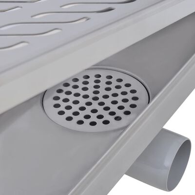 vidaXL Desagüe de ducha lineal ondulado acero inoxidable 630x140 mm