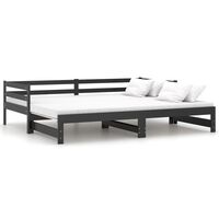 vidaXL Sofá cama extraíble madera maciza de pino negro 2x(90x200) cm