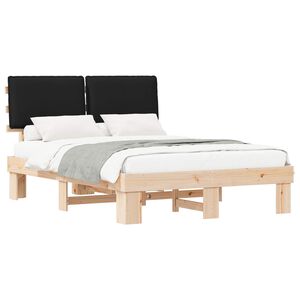 vidaXL Estructura de Cama con Cabecera Tapizada Negro 150 x 200 cm