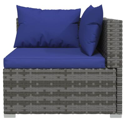 vidaXL Set de sofás de jardín 7 piezas y cojines ratán sintético gris