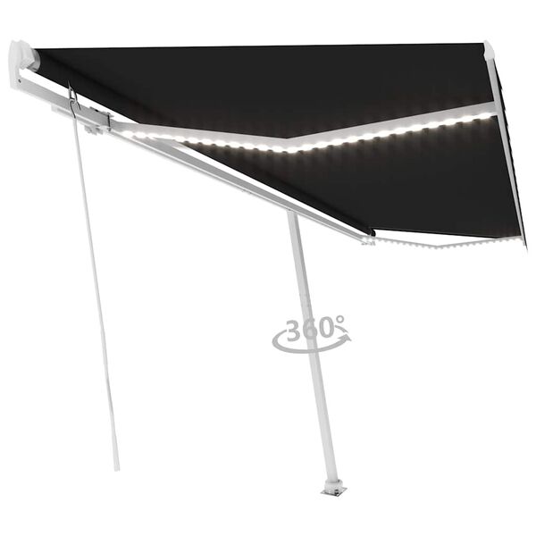 vidaXL Toldo retr&aacute;ctil manual con luz LED gris antracita 500x300 cm